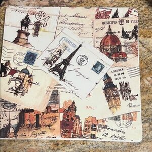 Williams Sonoma Postcard Serveware - Brown and Cream 12”x12”